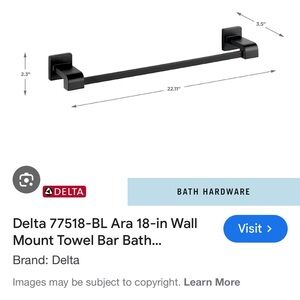 Delta Matte Black Wall Mounted Towel Bar Ara Collection 18”
